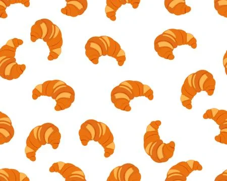 Seamless pattern of croissant isolated white background - Vector illustration Stock Illustration