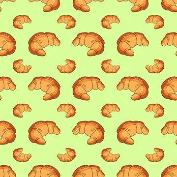 Seamless pattern of croissants creative texture background. Stock Illustration