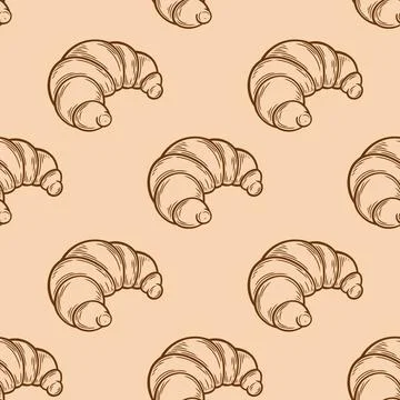 Seamless pattern with croissants Stock Illustration