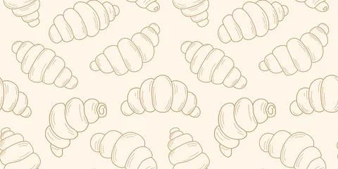 Seamless pattern with croissants Vector graphic Stock Illustration