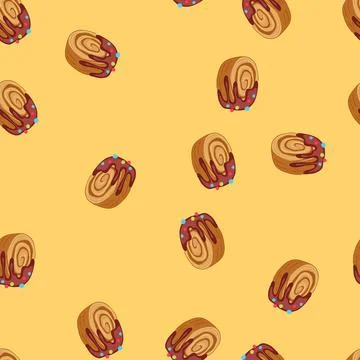 Seamless pattern cromboloni cake with chocolate icing and colorful sprinkles Stock Illustration