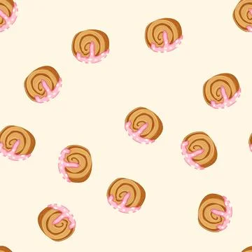 Seamless pattern cromboloni cake with pink icing and white sprinkles Stock Illustration
