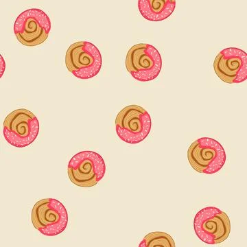 Seamless pattern cromboloni cake with pink icing and sweet sprinkles Stock Illustration