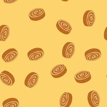 Seamless pattern cromboloni cake presenting a delicious spiral pastry Stock Illustration