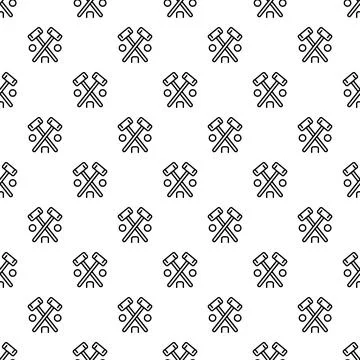 Seamless pattern with croquet mallets, ball, and wicket Stockillustratie