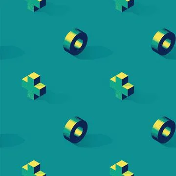 Seamless pattern with cross or plus shape and ring on background in modern イラスト素材