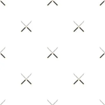 Seamless pattern with crossed knife weapon icons. Ninja weapon. Vector. 스톡 일러스트