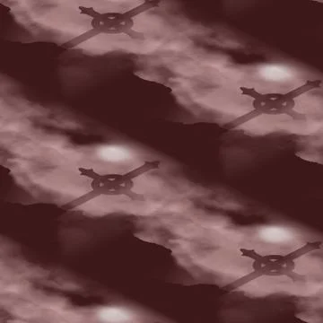 Seamless pattern with crosses and cloudy sky in red Stock Illustration