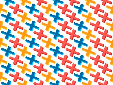 Seamless pattern with crosses, memphis abstract background. Vector illustrati Illustrazione stock