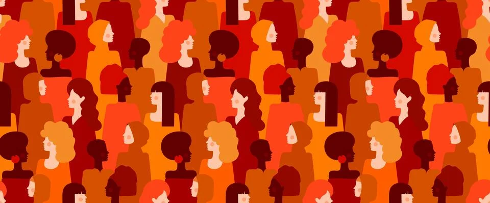 Seamless pattern crowd beauty young women Stock Illustration
