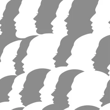 Seamless pattern crowd of people profile Stock Illustration