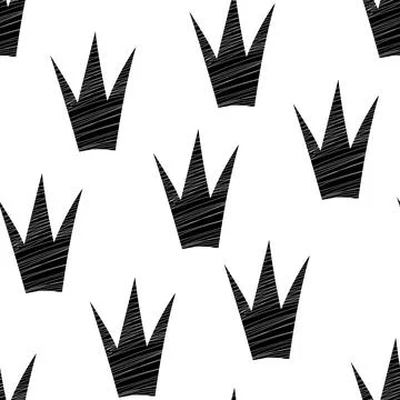 Seamless pattern with Crown. Black and white graffiti background. Doodle vector Illustrazione stock