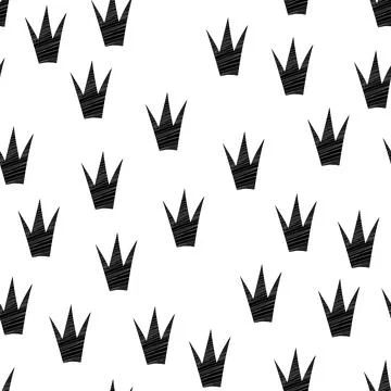 Seamless pattern with Crown. Black and white graffiti background. Doodle vector Illustrazione stock