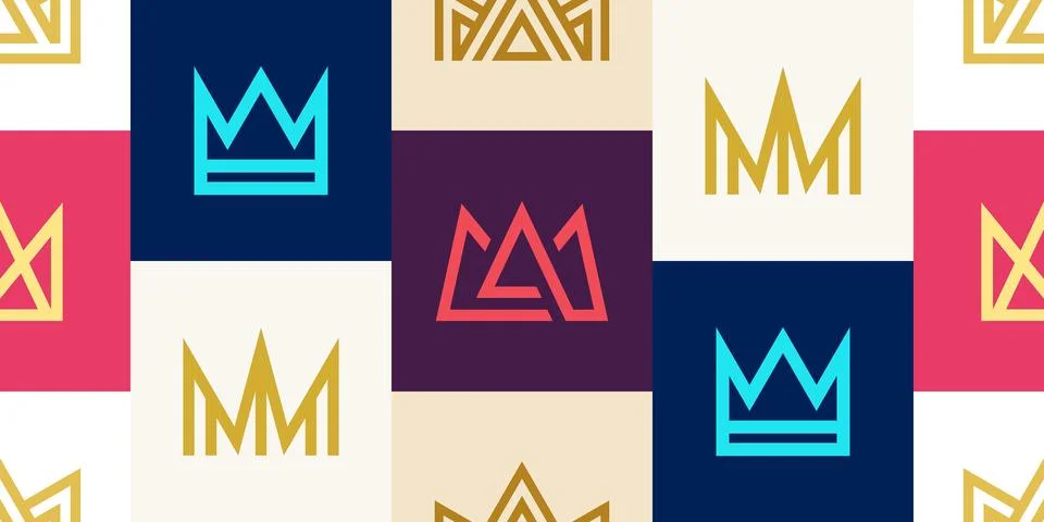 Seamless pattern with Crown Stock Illustration