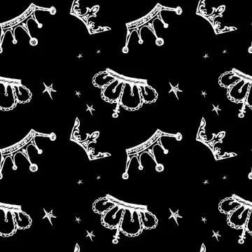 Seamless pattern crown on a yellow background. Illustrazione stock