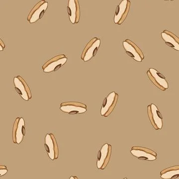 Seamless pattern crunchy biscuit cookie cartoon vector Stock Illustration