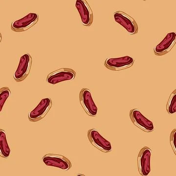 Seamless pattern crunchy toast jam cartoon vector Ilustración de archivo