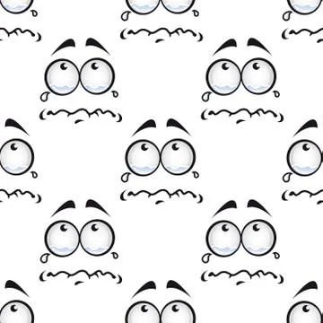 Seamless pattern with crying comics faces Stock Illustration