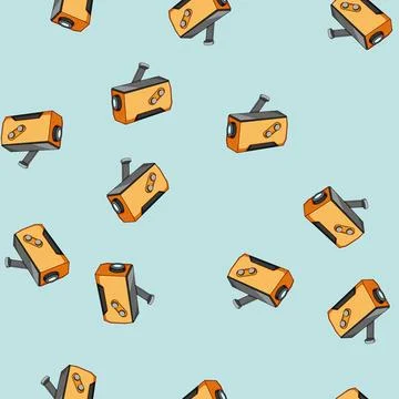 Seamless pattern crystal hand crank flashlight cartoon vector Stock Illustration