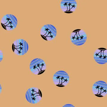 Seamless pattern crystal retro sunset cartoon vector Stock Illustration