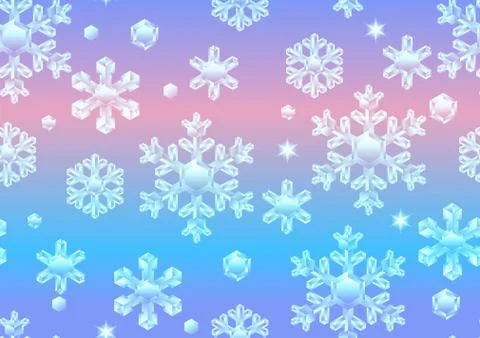 Seamless pattern with crystal snowflakes. Stock Illustration