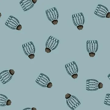 Seamless pattern crystal winter hat knit cartoon vector Illustrazione stock