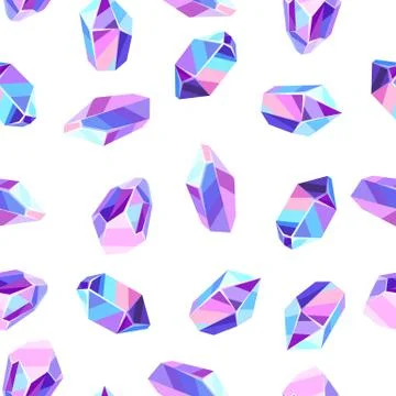 Seamless pattern with crystals and minerals. Stock Illustration