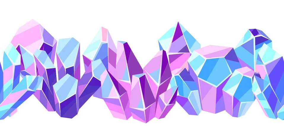 Seamless pattern with crystals and minerals. Stock Illustration