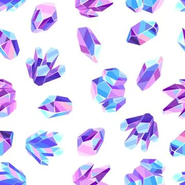 Seamless pattern with crystals and minerals. Stock Illustration