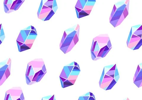 Seamless pattern with crystals and minerals. Stock Illustration
