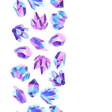 Seamless pattern with crystals and minerals. Stock Illustration