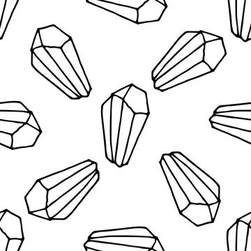 Seamless pattern of crystals. A mineral in the style of hand-drawn doodles with Stock Illustration