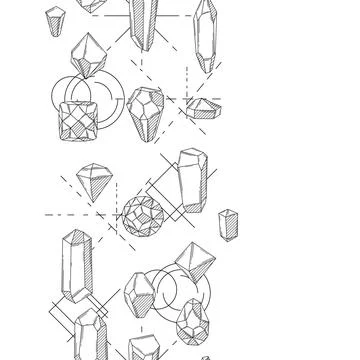 Seamless pattern with crystals or crystalline minerals. Jewelry or semiprecious Stock Illustration
