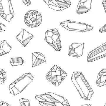 Seamless pattern with crystals or crystalline minerals. Jewelry or semiprecious Stock Illustration