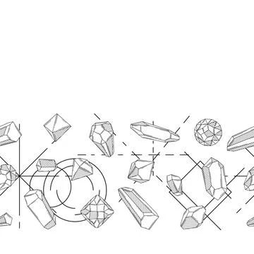 Seamless pattern with crystals or crystalline minerals. Jewelry or semiprecious Stock Illustration