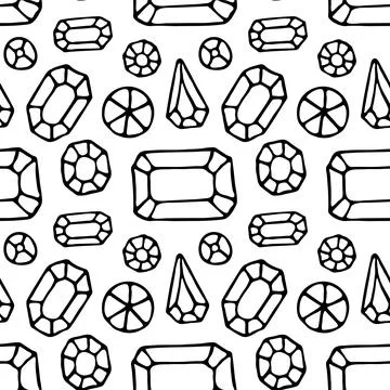 Seamless pattern with crystals. Precious stones. Jewelry workshop. Vector Stock Illustration