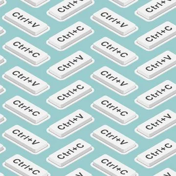 Seamless pattern of Ctrl+C and Ctrl+V keyboard buttons. Ideal for digital d.. 스톡 일러스트