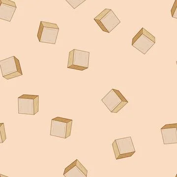 Seamless pattern cube wooden blocks cartoon vector Stockillustratie