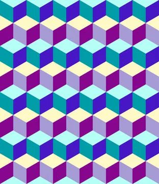 Seamless Pattern Cubes Geometric Color Block Optical Illusion Stock Illustration