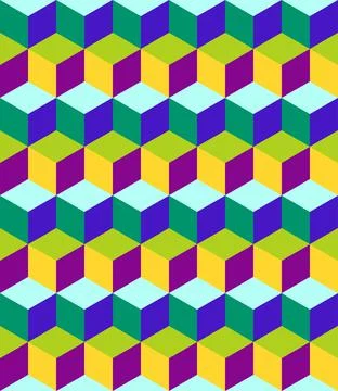 Seamless Pattern Cubes Geometric Multicolored Optical Illusion Illustrazione stock