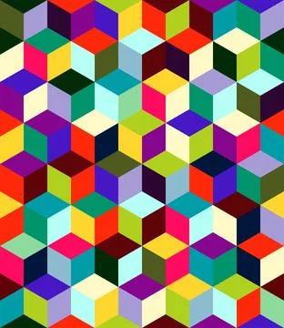 Seamless Pattern Cubes Geometric Multicolored Optical Illusion Stock Illustration