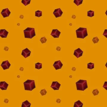 Seamless pattern with cubes on an orange background. Vector Illustration Stock Illustration