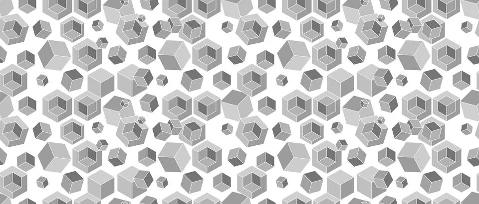 Seamless pattern with cubic structure greyscale. Endless cubic background. .. Stock Illustration