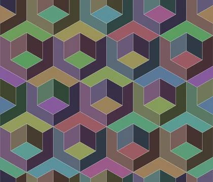 Seamless pattern with cubic structure mute colors. Endless colorful cubic bac Stock Illustration