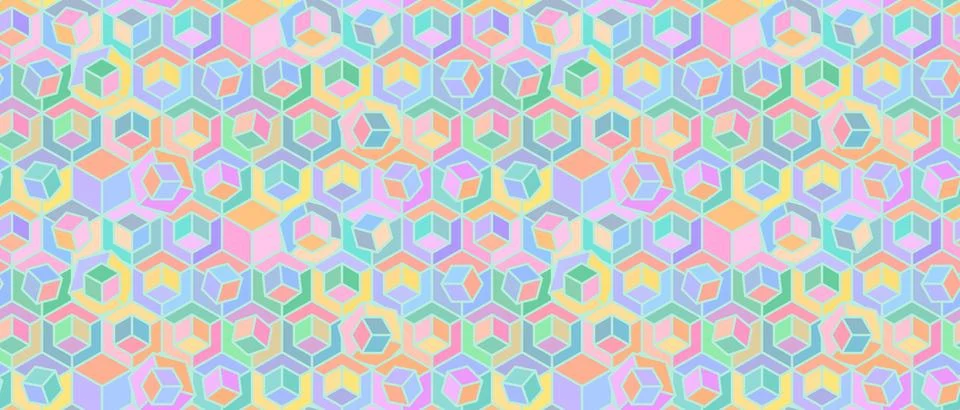 Seamless pattern with cubic structure pastel colors. Endless cubic backgrou.. Stock Illustration