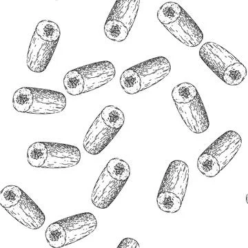 Seamless pattern cucumber cut sketch hand drawn Stock Illustration