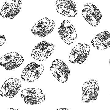 Seamless pattern cucumber slice sketch hand drawn Stock Illustration