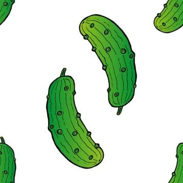 Seamless pattern of cucumbers. Vector illustration of a background of cucumbe Stock Illustration