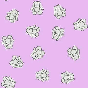 Seamless pattern cuddly stuffed animal toy cartoon vector Stock Illustration