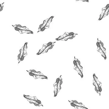 Seamless pattern cuisine banana leaf sketch hand drawn Stock Illustration